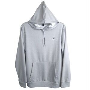 Adidas Men's Hoodie Size L Pullover Sweater Light Gray Drawstring Pockets